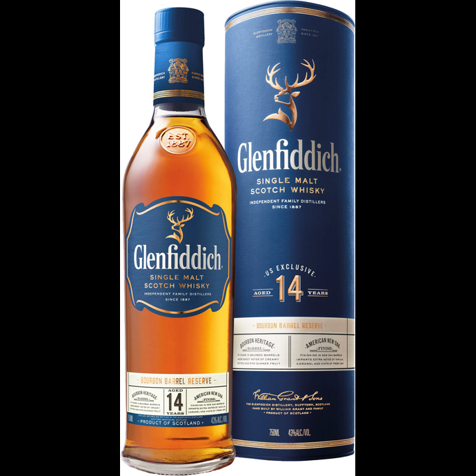 Glenfiddich 14 Year Old Bourbon Reserve Single Malt Scotch Whisky - 750 ml bottle