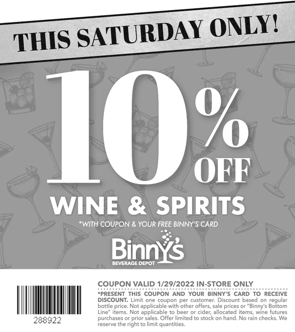 Saturday Binny's 10 Off r/Scotch